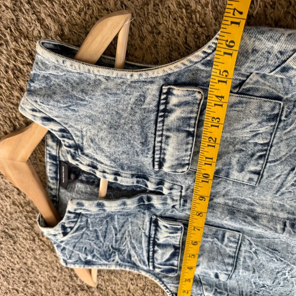 Who‎ What Wear Denim Acid Wash Sleeveless Shirt Dress Pockets Women's XS